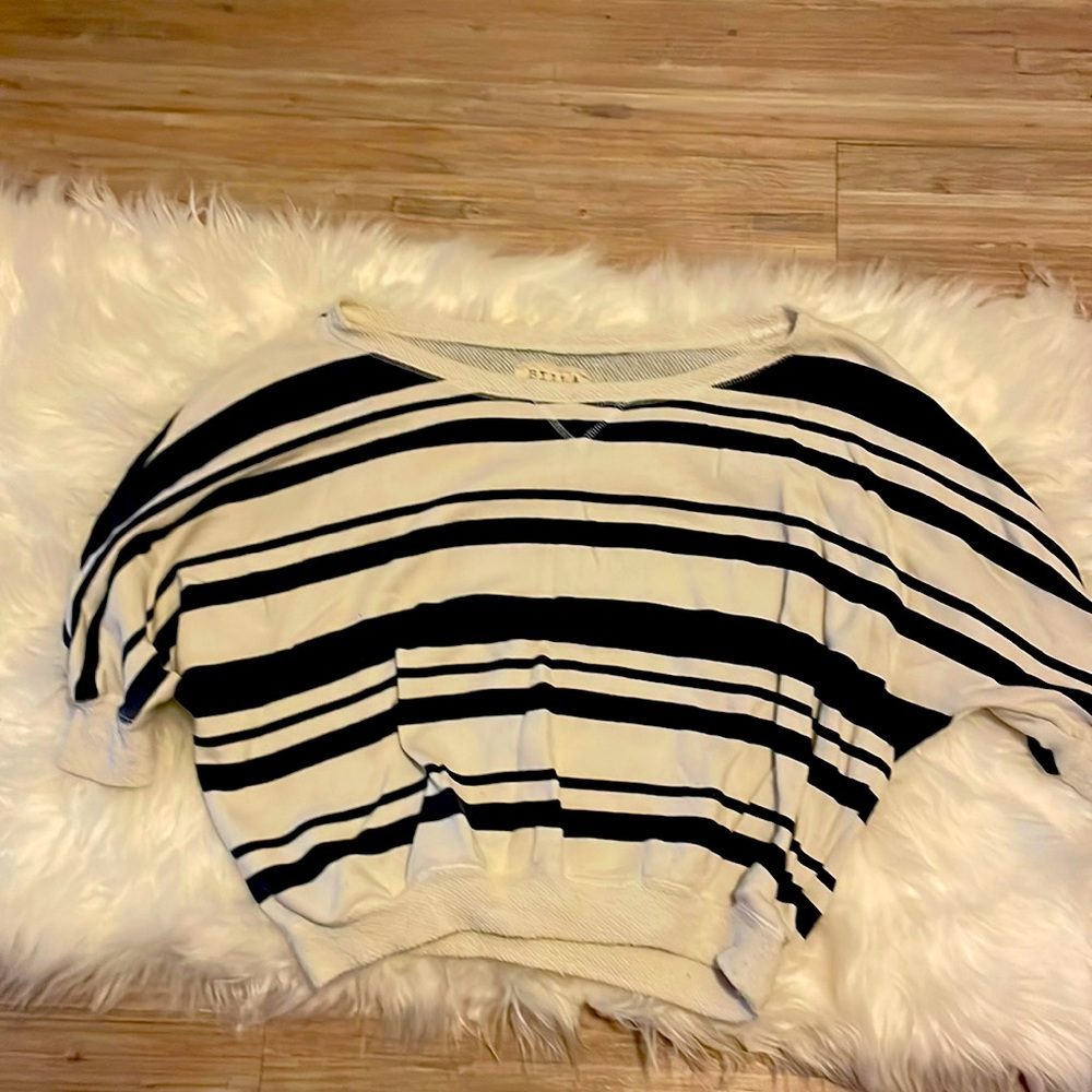 Billabong off the shoulder blue and white striped crop top top
